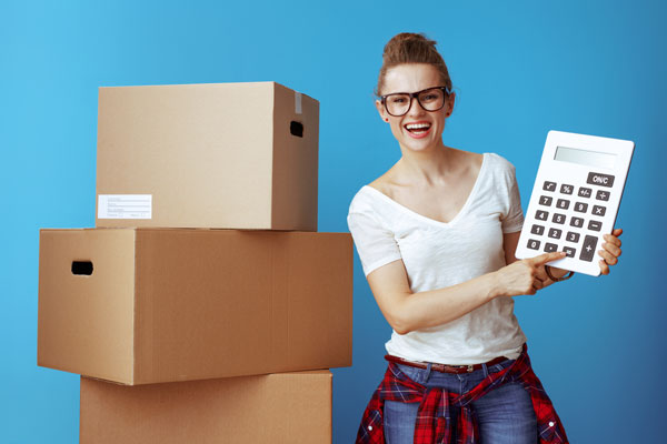 woman calculating moving costs